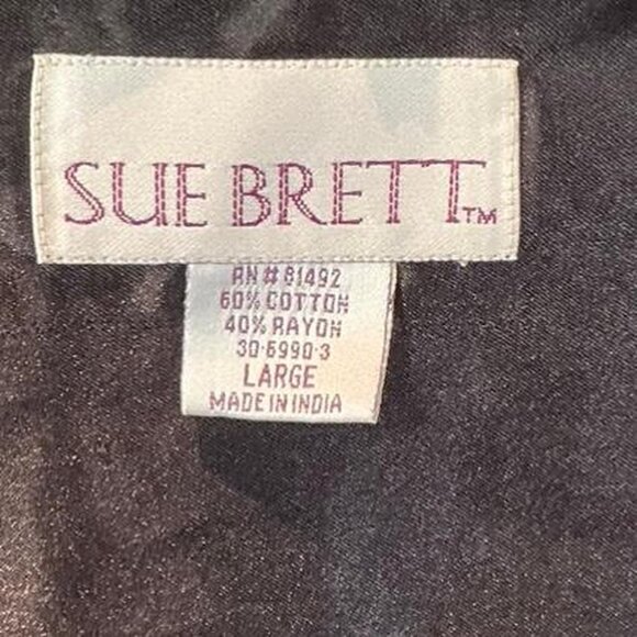 Vintage Black Velvet Satin Beaded Embroidered Floral Vest Large - Picture 3 of 4